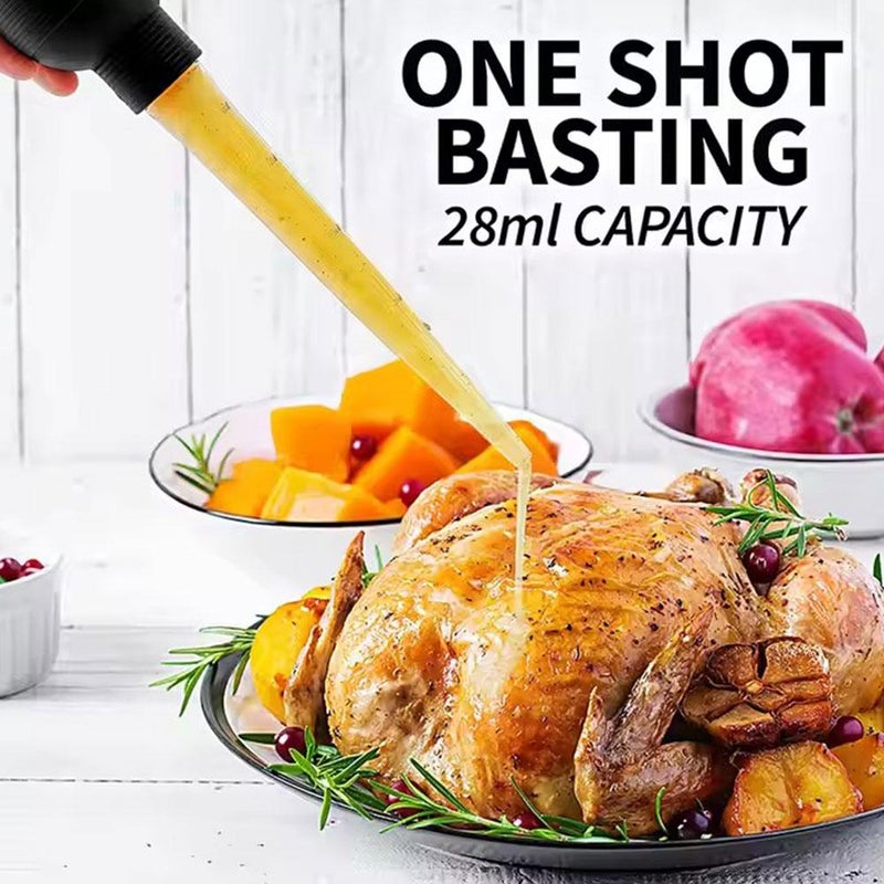 Rubber and plastic turkey pump, household kitchen seasoning and roasting pump, sauce and oil injector, drip oil and seasoning tube with cleaning brush - Image 4