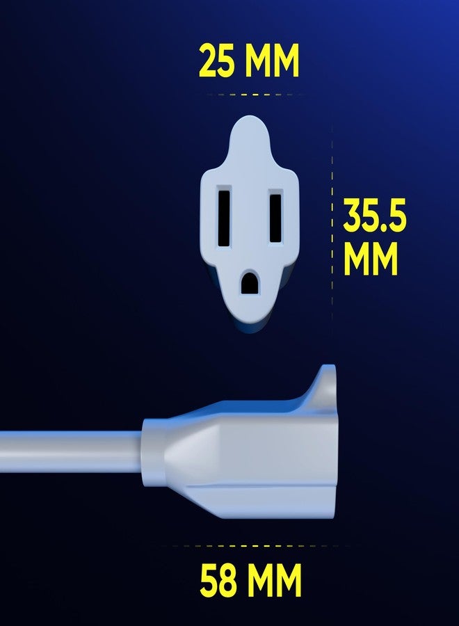 Maximm Extension Cord 4 Foot White Flat Plug, 360° Rotating Short Power Cord Single Outlet, Indoor 16 Gauge 3 Prong Grounded Wire UL Certified (4Ft White) - Image 3