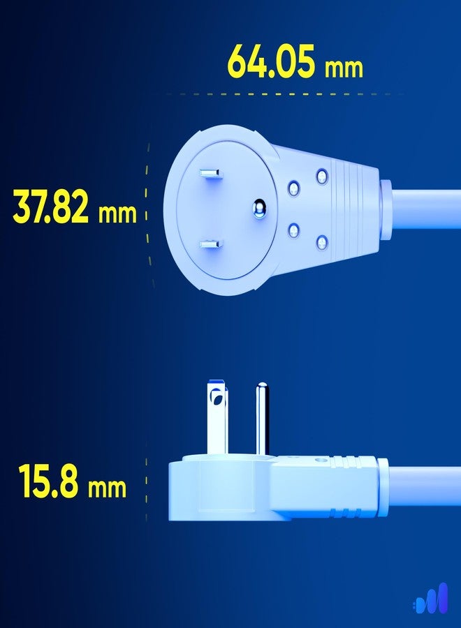 Maximm Extension Cord 4 Foot White Flat Plug, 360° Rotating Short Power Cord Single Outlet, Indoor 16 Gauge 3 Prong Grounded Wire UL Certified (4Ft White) - Image 4