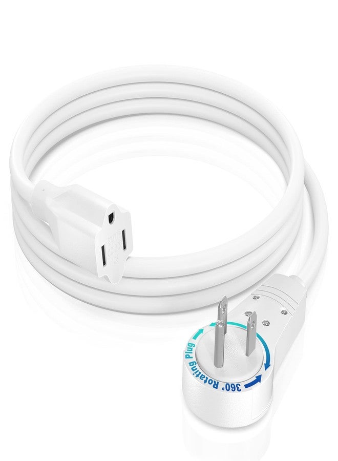 Maximm Extension Cord 4 Foot White Flat Plug, 360° Rotating Short Power Cord Single Outlet, Indoor 16 Gauge 3 Prong Grounded Wire UL Certified (4Ft White) - Image 1