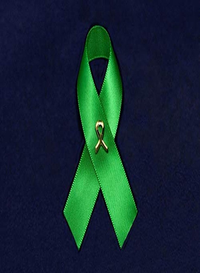 فوندريزينغ فور أ كوز عبوتان من دبابيس شريط التوعية بالتبرع بالأعضاء المصنوعة من الساتان - دبابيس شريط أخضر للتوعية بحملات جمع التبرعات للتبرع بالأعضاء، والسحوبات، وفعاليات التوعية. - Image 2