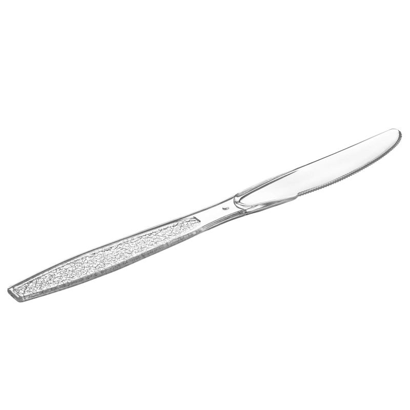Comfy Package [100 Pack] Heavyweight Disposable Clear Plastic Knives - Engraved Design - Image 2
