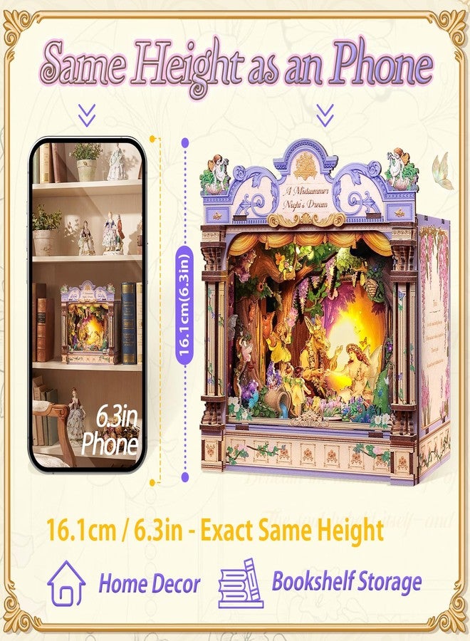 CUTEBEE DIY Miniature House Kit, 3D Wooden Puzzle for Adults, Book Nook Shelf Insert, Shakespeare Literary Gift, Enchanted Forest Miniature Theater Desktop Decor (A Midsummer Night's Dream) - Image 4