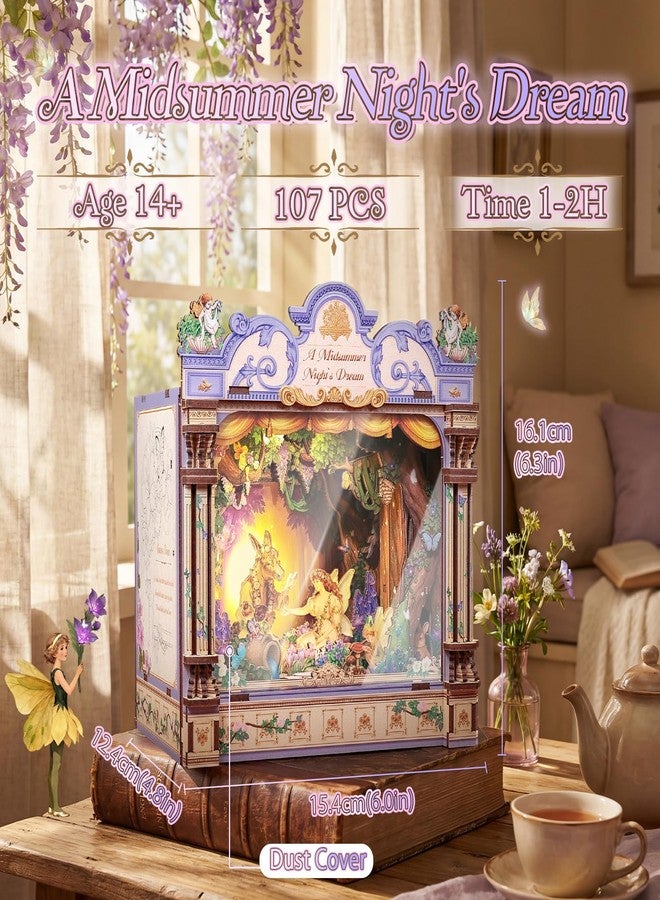 CUTEBEE DIY Miniature House Kit, 3D Wooden Puzzle for Adults, Book Nook Shelf Insert, Shakespeare Literary Gift, Enchanted Forest Miniature Theater Desktop Decor (A Midsummer Night's Dream) - Image 2