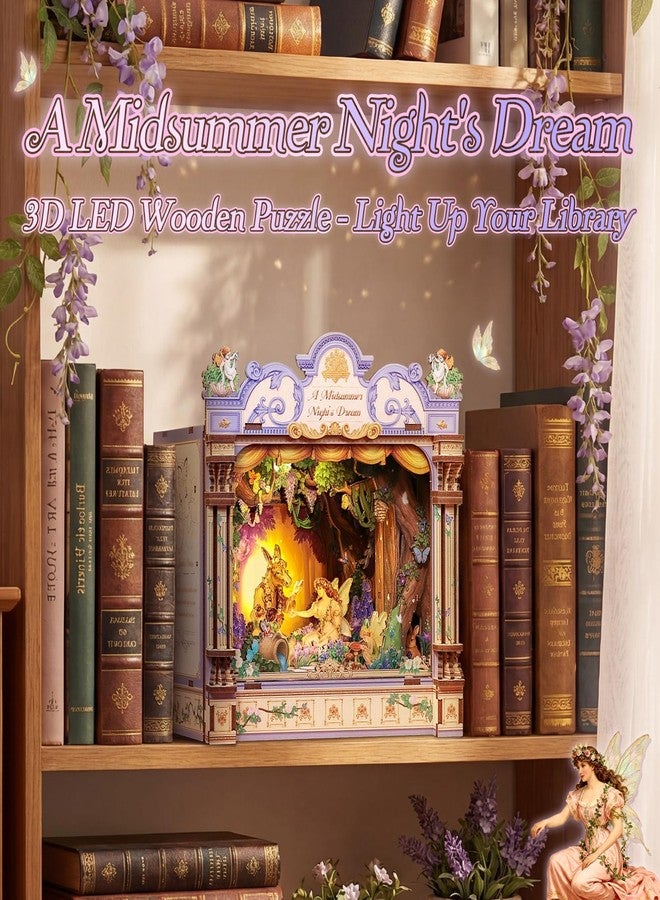 CUTEBEE DIY Miniature House Kit, 3D Wooden Puzzle for Adults, Book Nook Shelf Insert, Shakespeare Literary Gift, Enchanted Forest Miniature Theater Desktop Decor (A Midsummer Night's Dream) - Image 3