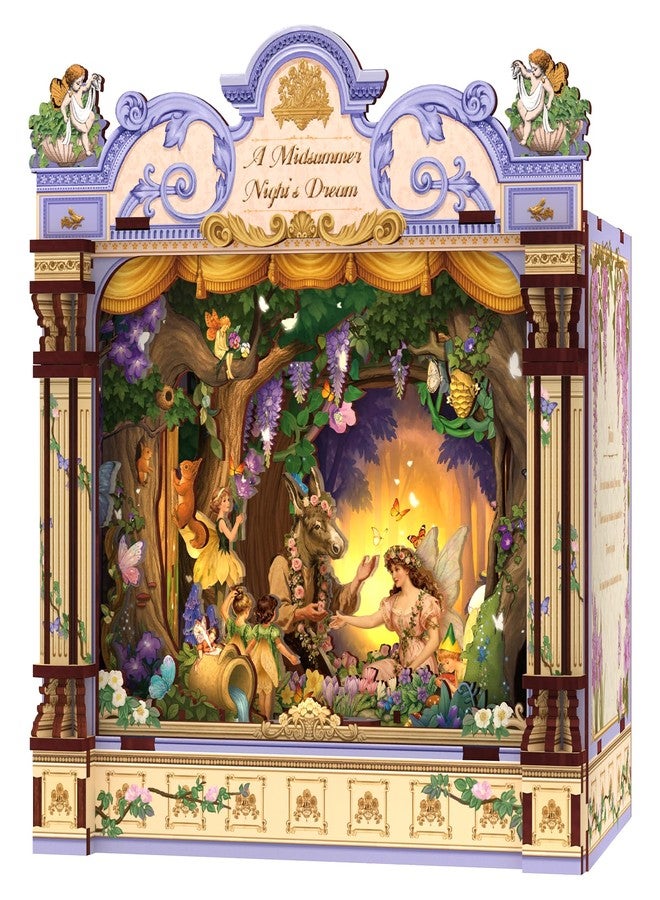 CUTEBEE DIY Miniature House Kit, 3D Wooden Puzzle for Adults, Book Nook Shelf Insert, Shakespeare Literary Gift, Enchanted Forest Miniature Theater Desktop Decor (A Midsummer Night's Dream) - Image 1
