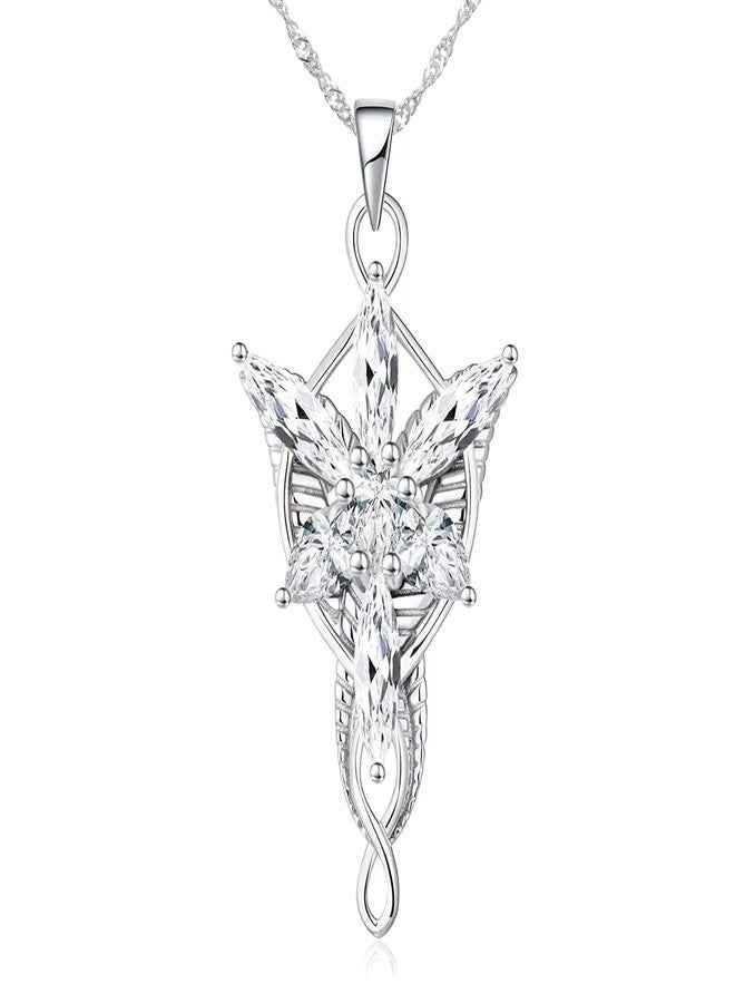 Valman Lord of The Ring Arwen Evenstar Pendant Necklace Evenstar Necklacewith Cubic Zirconia,Elvish Jewelry for Women - Image 1