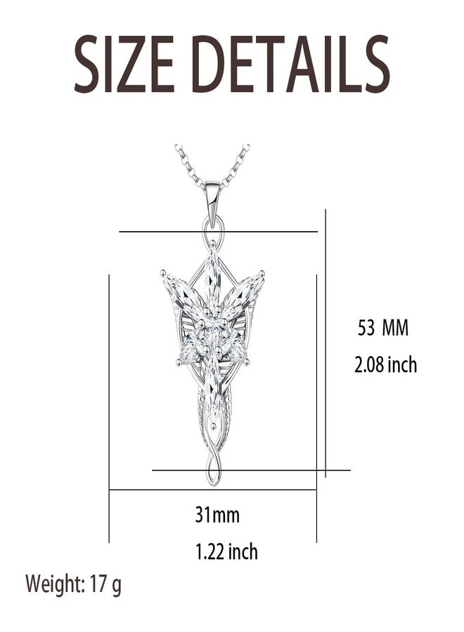Valman Lord of The Ring Arwen Evenstar Pendant Necklace Evenstar Necklacewith Cubic Zirconia,Elvish Jewelry for Women - Image 2