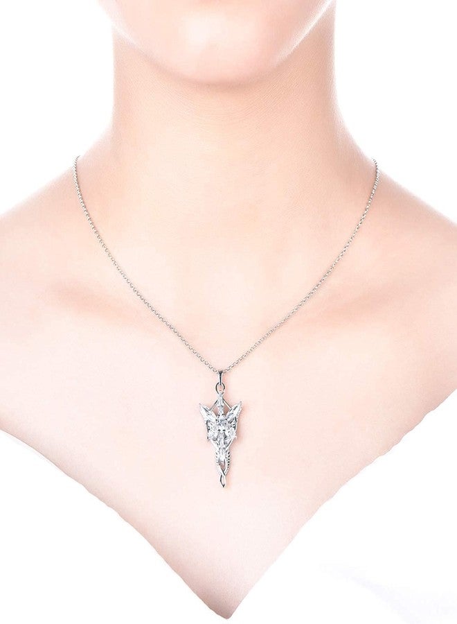 Valman Lord of The Ring Arwen Evenstar Pendant Necklace Evenstar Necklacewith Cubic Zirconia,Elvish Jewelry for Women - Image 3