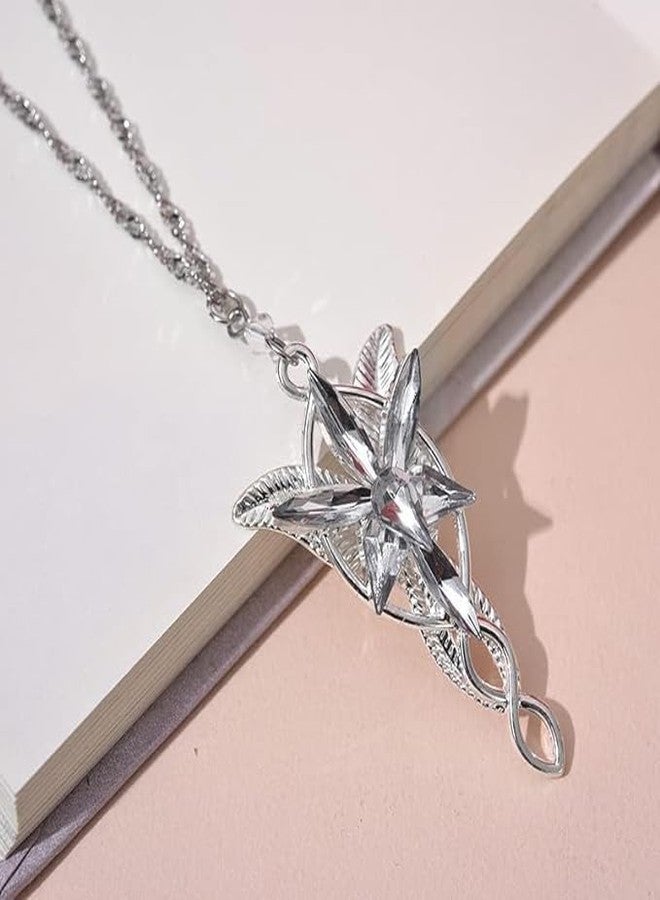 Valman Lord of The Ring Arwen Evenstar Pendant Necklace Evenstar Necklacewith Cubic Zirconia,Elvish Jewelry for Women - Image 4