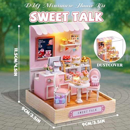 Kisoy Dollhouse Miniature with Furniture Kit DIY 3D Wooden DIY House Kit with Dust CoverHandmade Tiny House Toys for Teens Adults GiftSweet Talk - Image 5