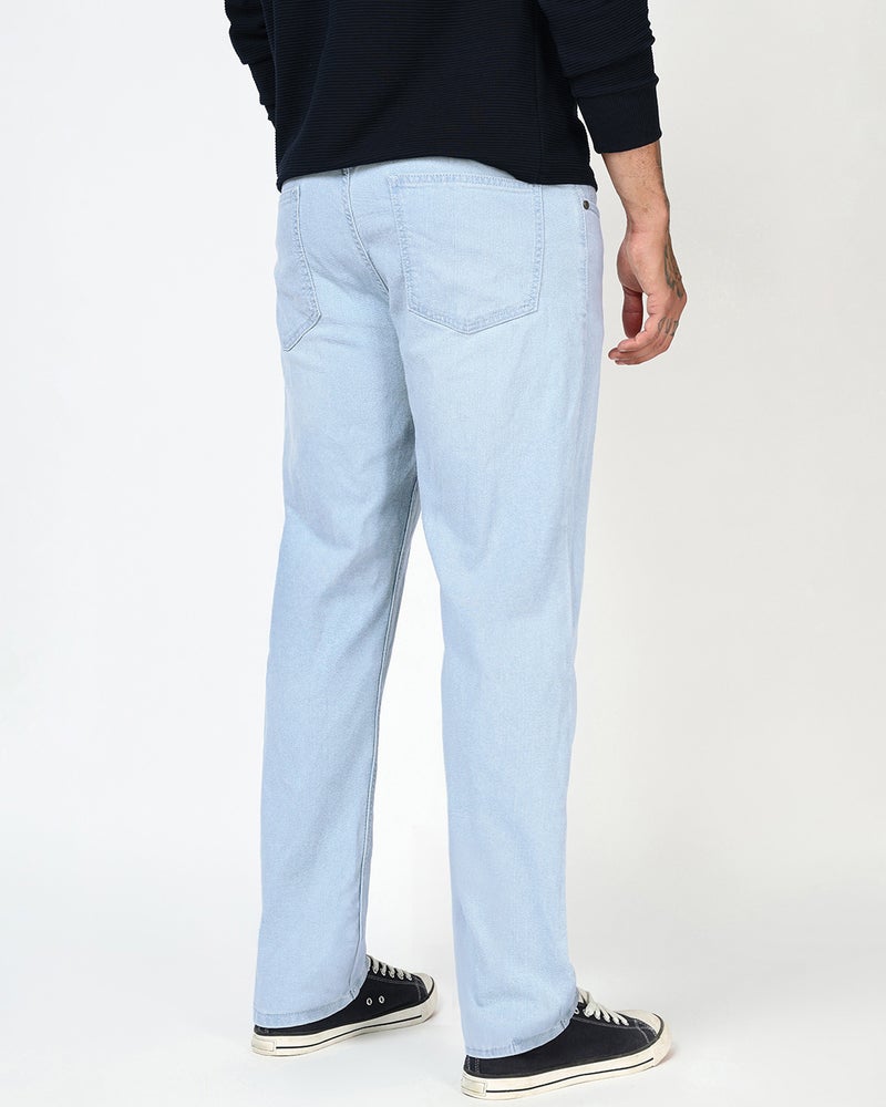 bewakoof Men's Light Blue Slim Straight Fit Stretchable Mid-Rise Jeans - Image 3