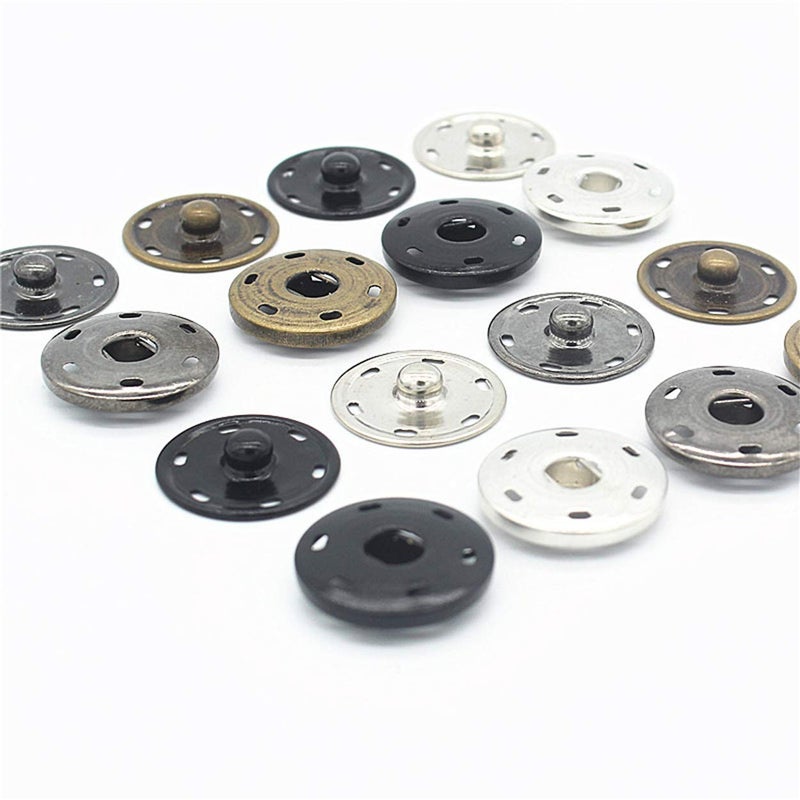 xsby 50 Sets Sew-on Snap Buttons Metal Snaps Fasteners Press Studs Buttons for Sewing Silver 3/4" 19mm - Image 4