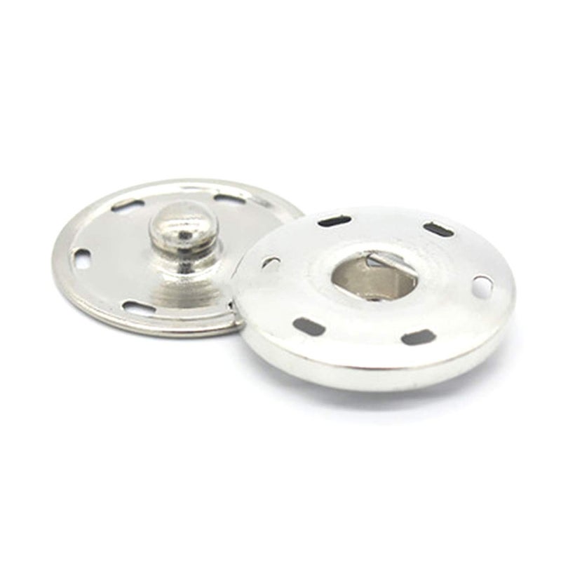 xsby 50 Sets Sew-on Snap Buttons Metal Snaps Fasteners Press Studs Buttons for Sewing Silver 3/4" 19mm - Image 1