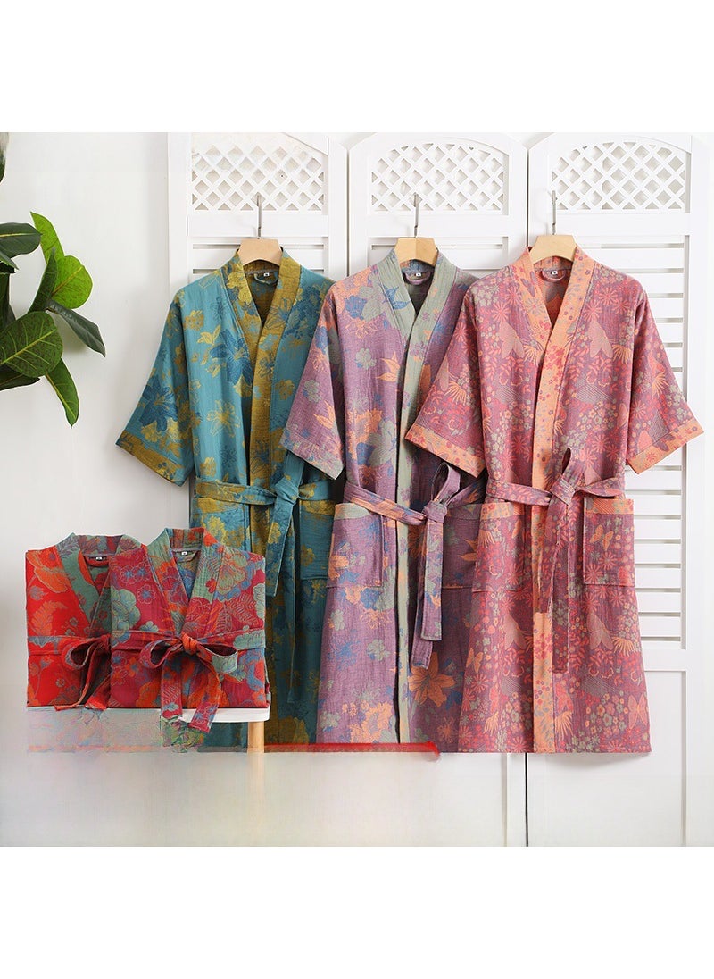 Generic Cotton Double Gauze Bathrobe Lightweight Couples Home Wear XL No. 