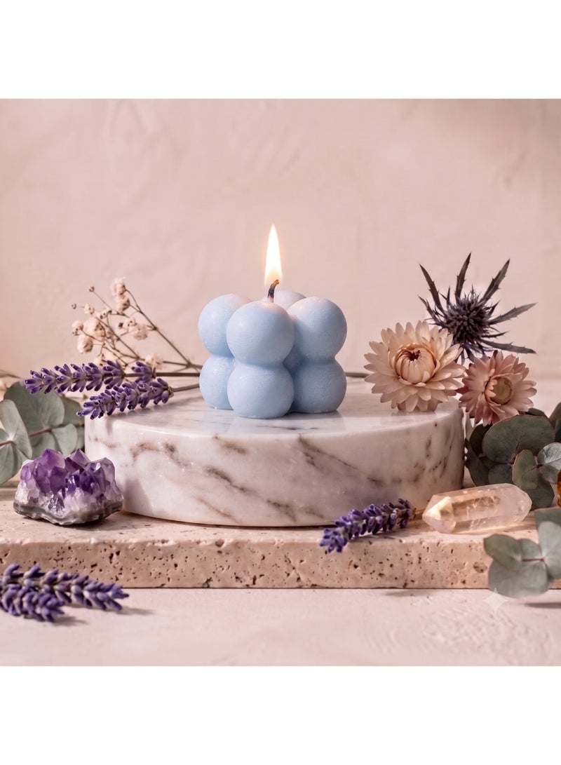 Aurora-Naturalis Handmade Ocean Breeze Mini Bubble Candle – Soft Blue, Classic Ocean Breeze Scent | Attractive Home Decor | Perfect Love gift - Image 1