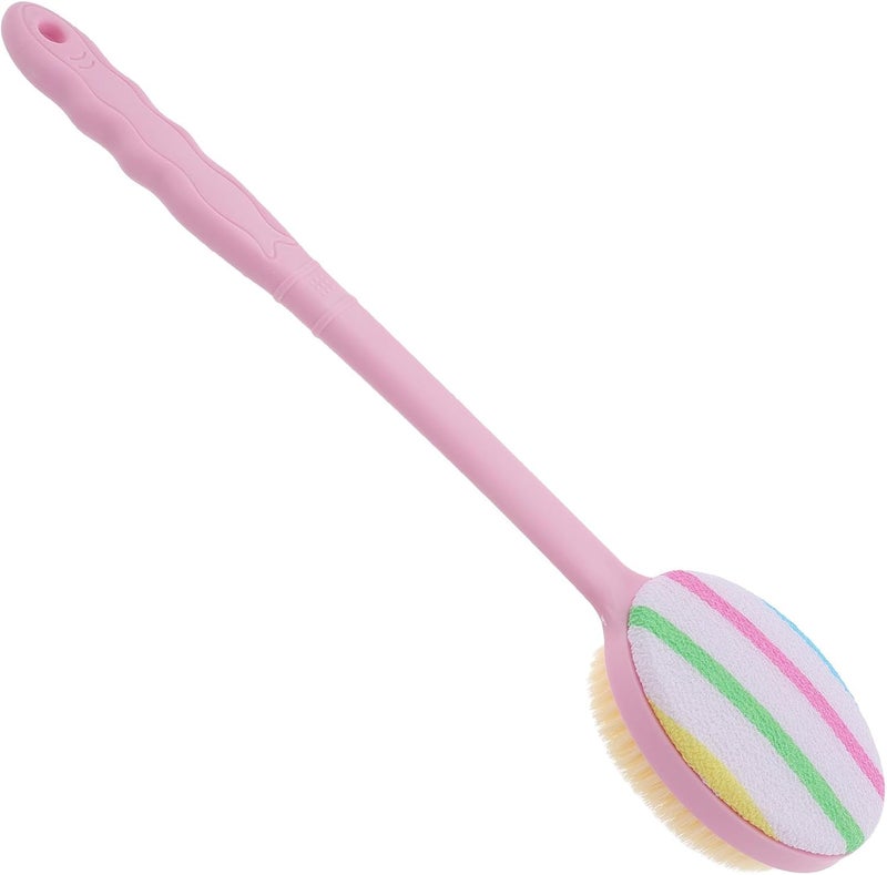 FAVOMOTO Double-Sided Long Handle Bath Brush with Soft Bristles Back Scrubber for Shower Exfoliating and Massage Pink Body Scrub Brush for Men and Women Bathing Accessories - Image 1