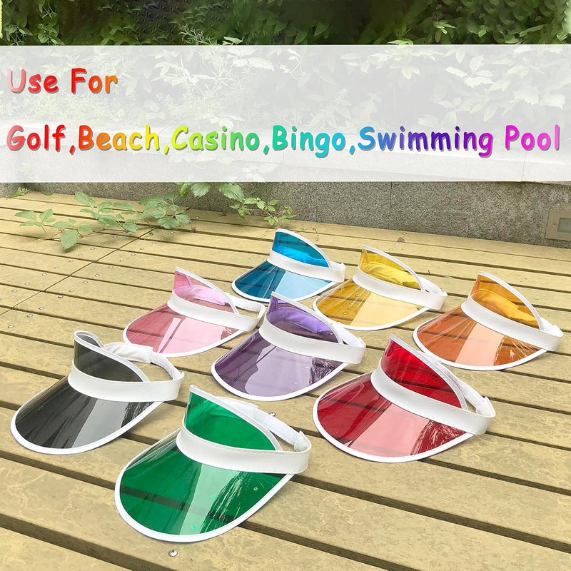 Beevarn Store 5 Pack Sun Visor Hats Women Clear Colorful Party Outdoor Sports Beach Golf Cap - Image 5