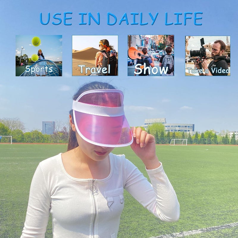 Beevarn Store 5 Pack Sun Visor Hats Women Clear Colorful Party Outdoor Sports Beach Golf Cap - Image 4