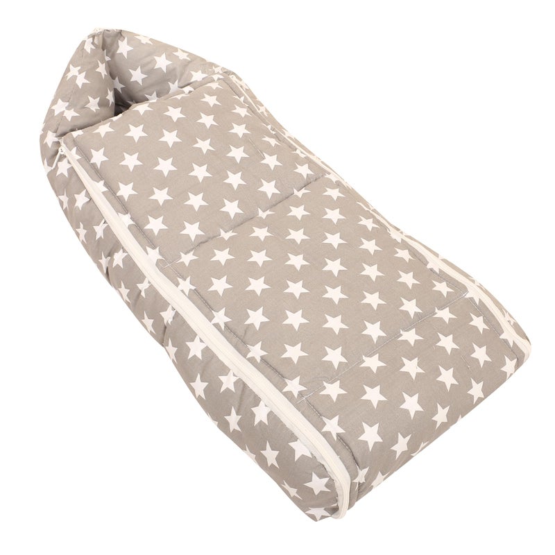 Nonibud Baby Cotton Sleeping Bed Cum Carrying Nest Bag with Storage Bag # Large Size 77 Cms X 40 Cms # 0-9 Months- SkyBlue Star Print (Grey Star) - Image 1