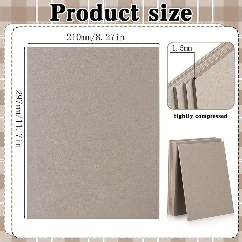 A4 A5 6Pcs 1mm 1.5mm 2mm 3mm Heavy Duty Gray Bookbinding Boards Set - Image 2