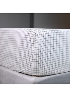 Home Box Malta Striped Printed Cotton King Fitted Sheet 200 x 33 x 180 cm  - Image 3