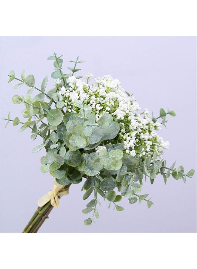 Skyseen Artificial Flowers Eucalyptus Leaf Babys Breath Gypsophila Bouquets Wedding Party Home Decor,Pack of 1(White) - Image 1