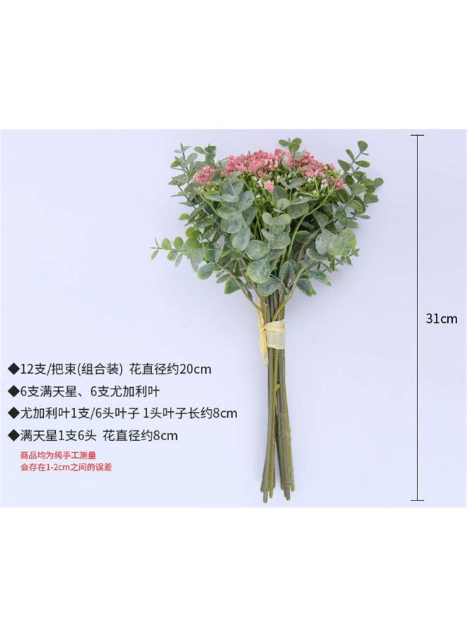 Skyseen Artificial Flowers Eucalyptus Leaf Babys Breath Gypsophila Bouquets Wedding Party Home Decor,Pack of 1(White) - Image 5