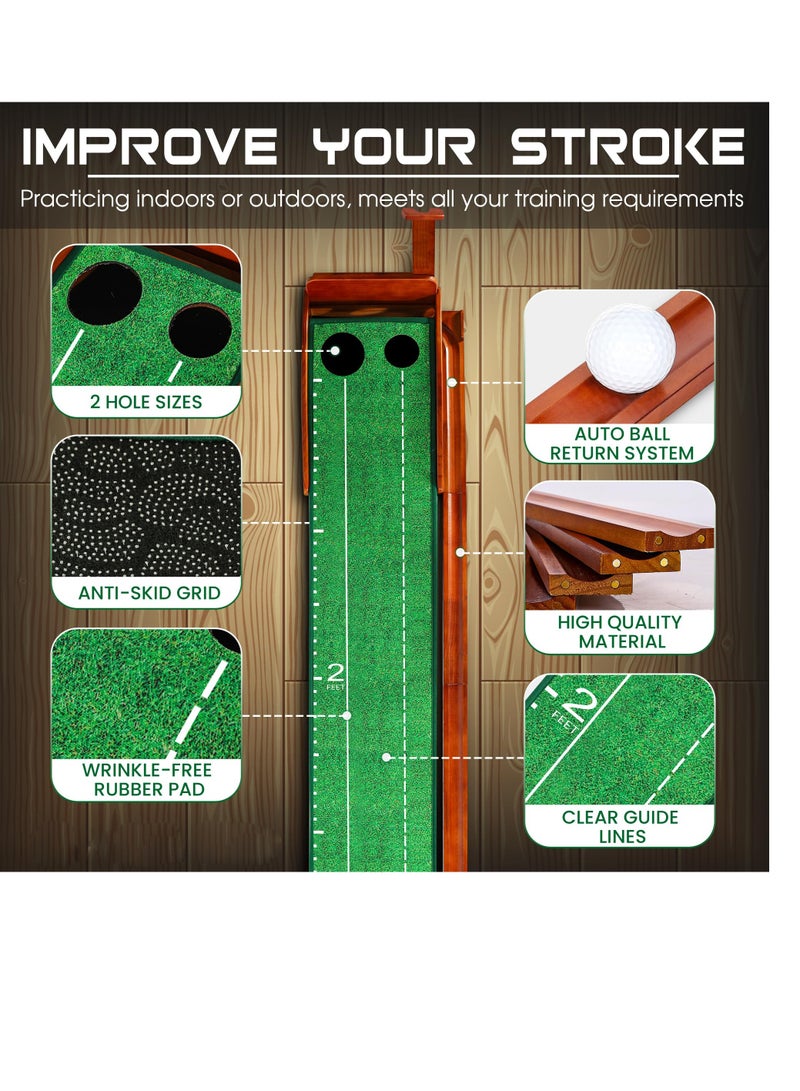 KASTWAVE Golf Putting Mat for Indoor, Putting Green Training Equipment with Ball Return, Mini Golf Practice Training Aid for Home and Office, Golf Gifts for Christmas Thanksgiving Day  - Image 5