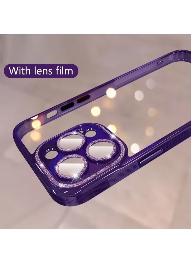 Generic - iPhone 14 Pro Max Case Electroplated Dustproof Phone Case Suitable For Women And Girls Purple Glitter Powder Case - Image 1