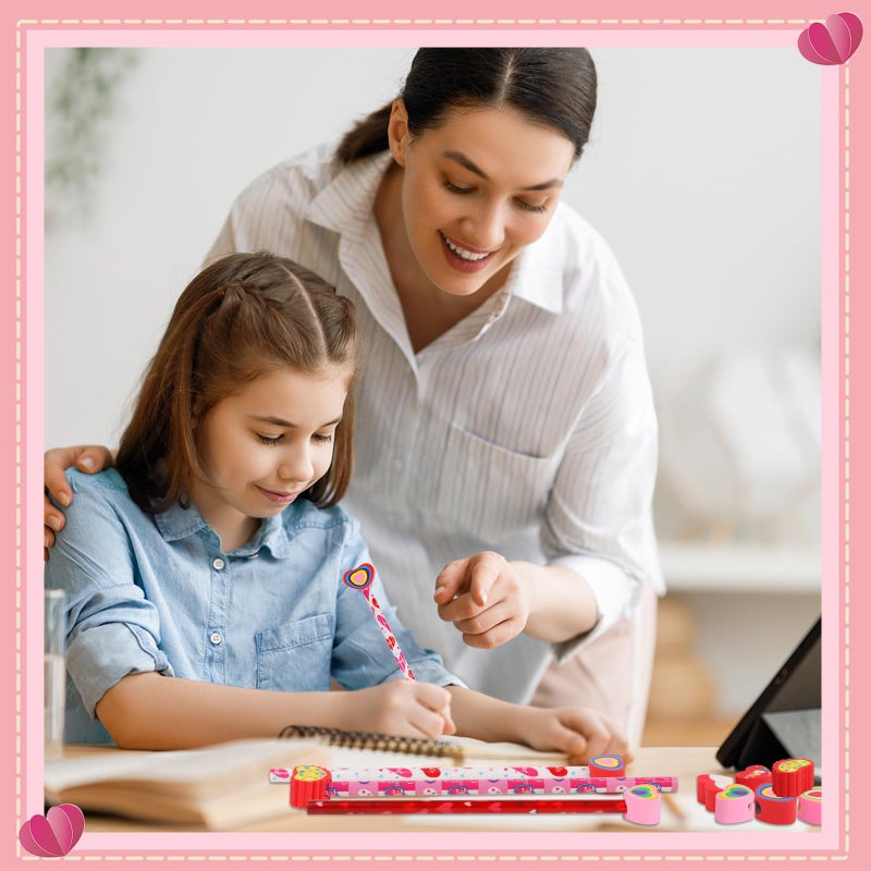 FOIMAS 24pcs Valentine Pencils with Giant Erasers Topper Decorated with Love Hearts Assortment Valentine Stationery Pencil Bulk for Valentine's Day Goodie Bag Filler School Teacher - Image 5