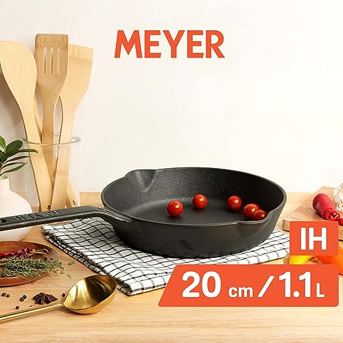 Meyer Pre-Seasoned Cast Iron Frypan | Cast Iron Skillet | Iron Pan | Induction Frying Pan | Iron Fry Pan | Omlette Pan | Cast Iron Utensils for Cooking, 20cm/1.61L, Black - Image 2