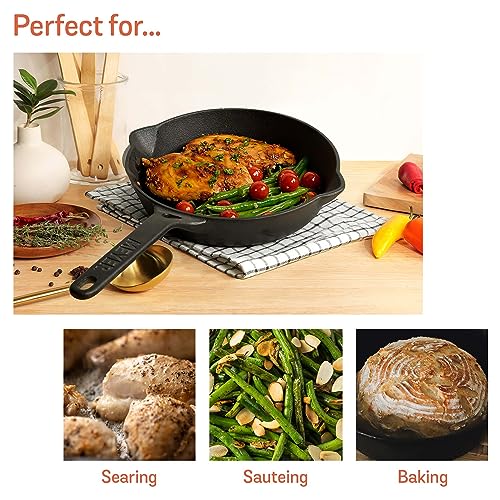 Meyer Pre-Seasoned Cast Iron Frypan | Cast Iron Skillet | Iron Pan | Induction Frying Pan | Iron Fry Pan | Omlette Pan | Cast Iron Utensils for Cooking, 20cm/1.61L, Black - Image 3