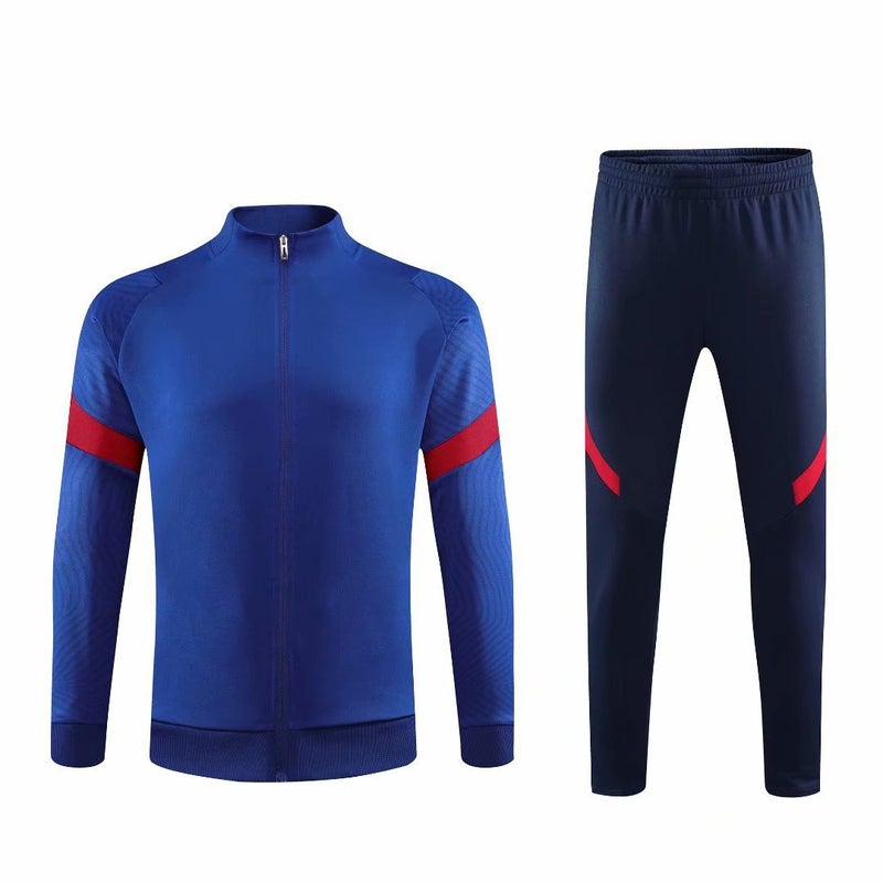 Generic Mens Long-Sleeve Soccer Training Jacket Set Blue red edge 