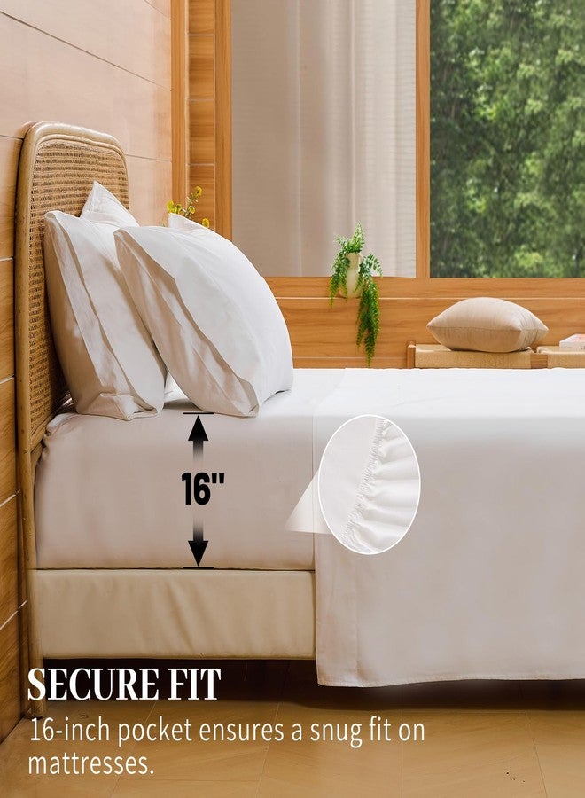 Bedlifes Egyptian Cotton Sheets 1000 Thread Count King Size, 4-Piece 16" Deep Pocket - Cooling & Breathable Ultra Soft Bedding for Hotel Comfort (White) - Image 4