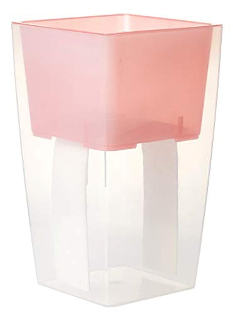 أيدل وعاء زهور مربع طويل مع ميزة الري الذاتي 15x15 سم - وعاء نباتات حديث داخلي وخارجي - حاوية نباتات زخرفية خفيفة الوزن مع مؤشر مستوى المياه - صنع في إيطاليا - بواسطة إيدل - Image 1