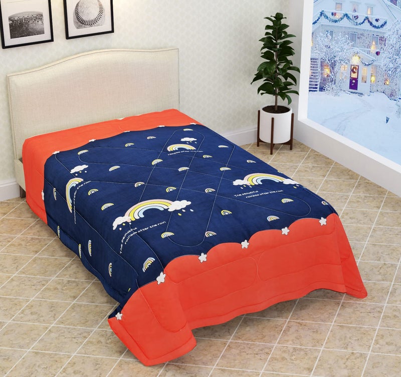 Blenzza Deco™ Glace Cotton Single Bed Reversible Babies & Kids Comforter/Dohar/Quilt, 200 GSM (60x90 Inches Rainbow)