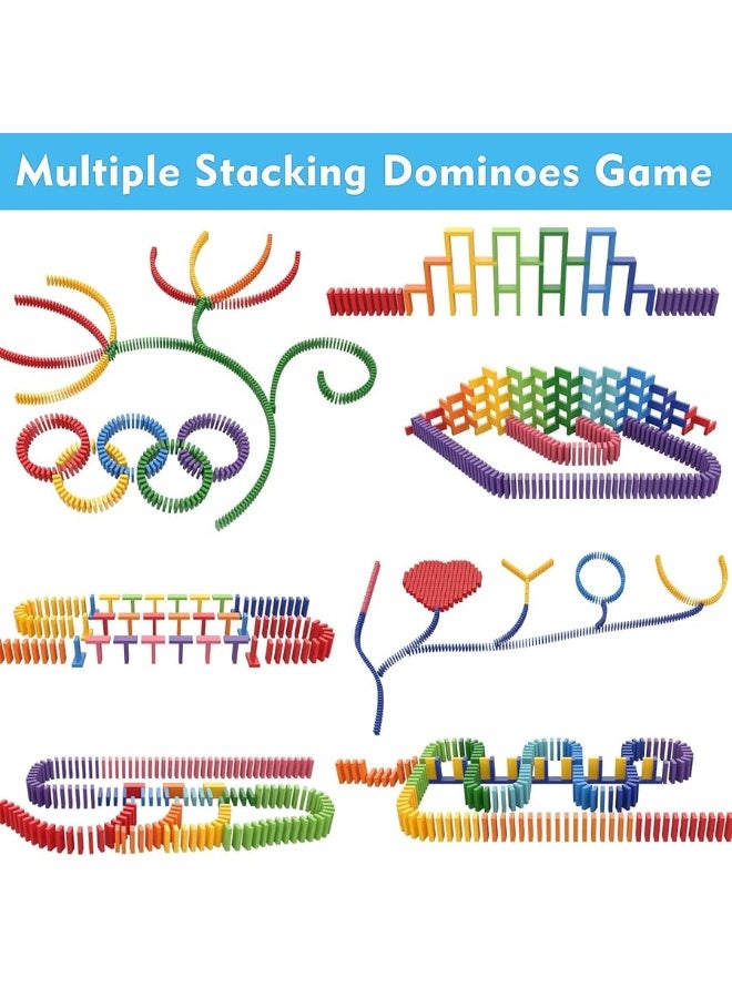 Lewo 1000 PCS Dominoes Set for Kids Wooden Building Blocks Bulk Dominoes Racing Tile Games with Extra 11 Add-on Blocks and Storage Bag - Image 2