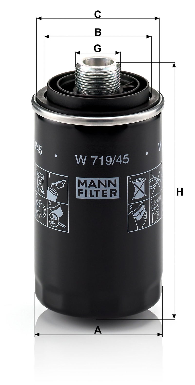 MANN FILTER فلتر زيت مان - W719/45 - Image 3