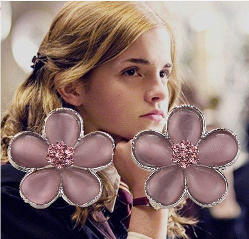 Peora Women 925 Silver Plated Pink Flower Stud Earrings - Image 5