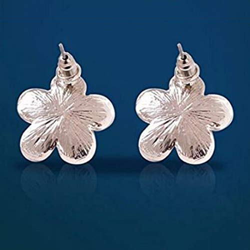Peora Women 925 Silver Plated Pink Flower Stud Earrings - Image 4