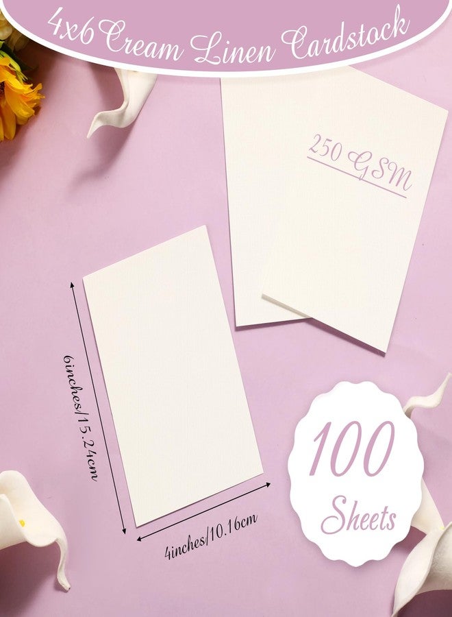 Geosar 100 Sheets Linen Cardstock 4 x 6 Invitation Heavy Weight Printer Paper 92lb 250GSM Index Cardstock for Printer Postcards Blank Flash Note Greeting(Cream) - Image 2