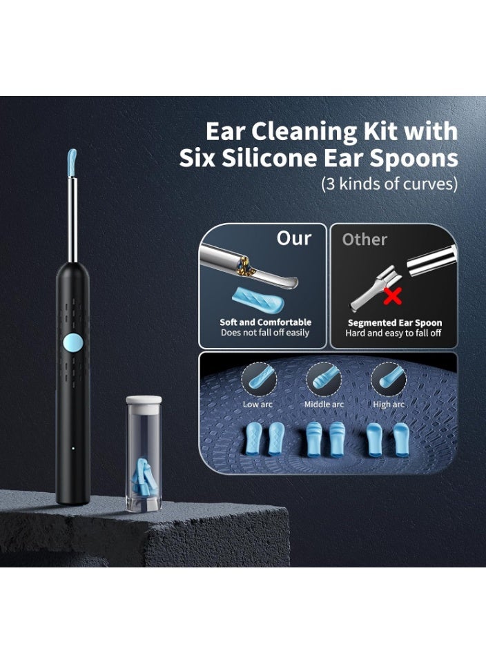9-piece earwax removal kit, ear cleaner with camera and light, earwax removal tool with 1080P camera, ear cleaning kit with 6 spoons (black) - Image 4