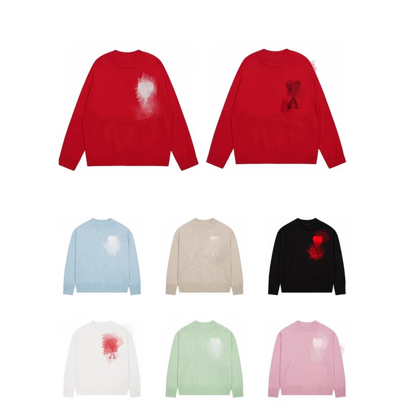 New Tops, Trendy Brand Embroidered Heart Knitted Sweaters, V Neck, Round Neck, Versatile, Same Style For Men And Women, Drop Shipping - Image 3