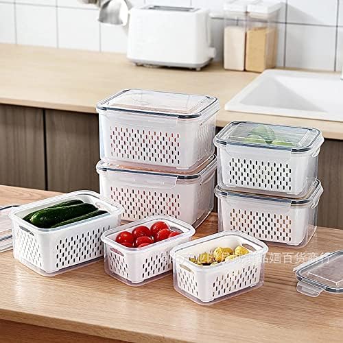 FWQPRA Refrigerator Storage Box | Fridge Fresh Kitchen Organizer | Vegetable Fruit Boxes | Drain Basket Kitchen Storage Containers With Lid Polypropylene & Silicone | Pack Of 4, White, 23 x 23 x 14 Cm - Image 2