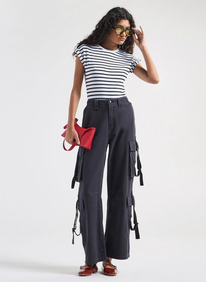 سبلاش فيڤ بودي سوت بياقة ضيقة مخطّط وأكمام ممتدة - Image 2