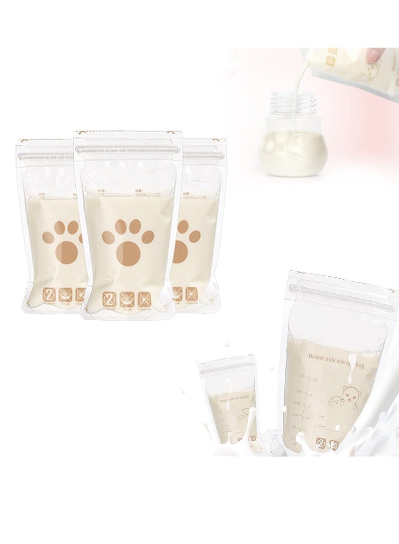 Breast Milk Storage Bag, 30 Pcs Easy Pour Breast Milk Storage Bag, Milk Pouch 220ml Breastfeeding Essentials Fresh-Keeping Bag with Scale Double Zipper Sealing Space Saving for Fridge or Freezer Use - Image 1