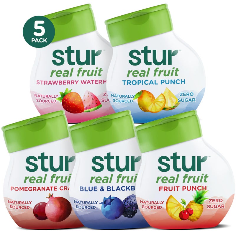 Stur Liquid Water Enhancer | Classic Variety Pack | Naturally Sweetened | High in Vitamin C & Antioxidants | Sugar Free | Zero Calories | Keto | Vegan | 5 Bottles, Makes 120 Drinks - Image 1