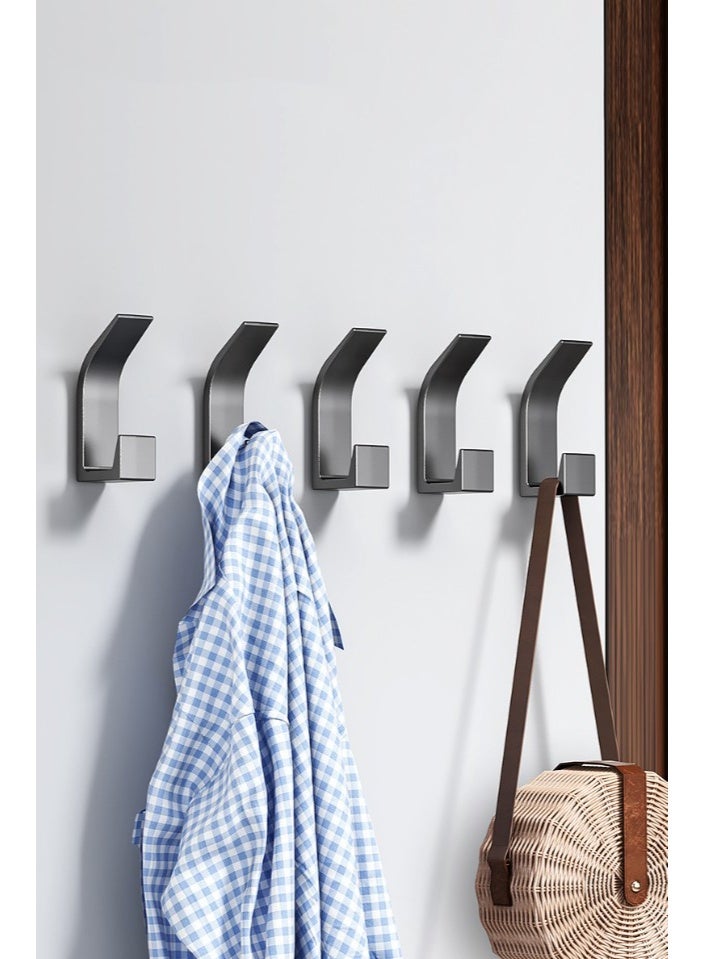 HOMESTAR 5PCS Black No-Drill Adhesive Hooks | ABS Right-Angle Heavy Duty Hooks | Over Door & Wall Mount | Includes 3M Adhesive Tape | 5KG Weight Capacity | Waterproof & Space Saving | For Home/Office/Bathroom | Multi-Surface Installation - Image 1