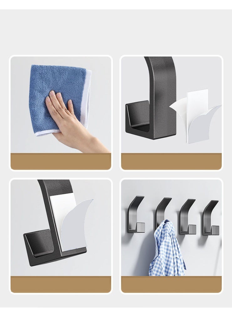 HOMESTAR 5PCS Black No-Drill Adhesive Hooks | ABS Right-Angle Heavy Duty Hooks | Over Door & Wall Mount | Includes 3M Adhesive Tape | 5KG Weight Capacity | Waterproof & Space Saving | For Home/Office/Bathroom | Multi-Surface Installation - Image 4